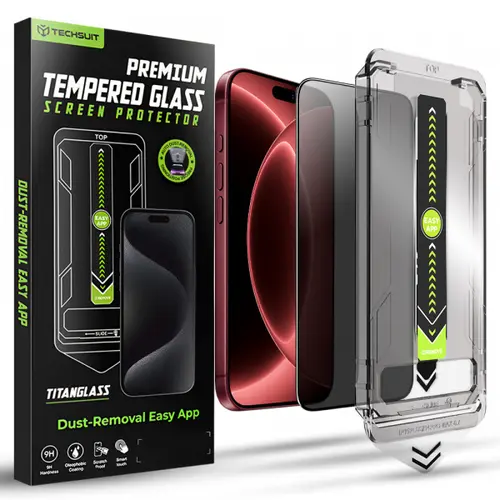 Folie de protectie Ecran Privacy Techsuit TitanGlass pentru Apple iPhone 18 Pro Max, Sticla Securizata, Full Glue